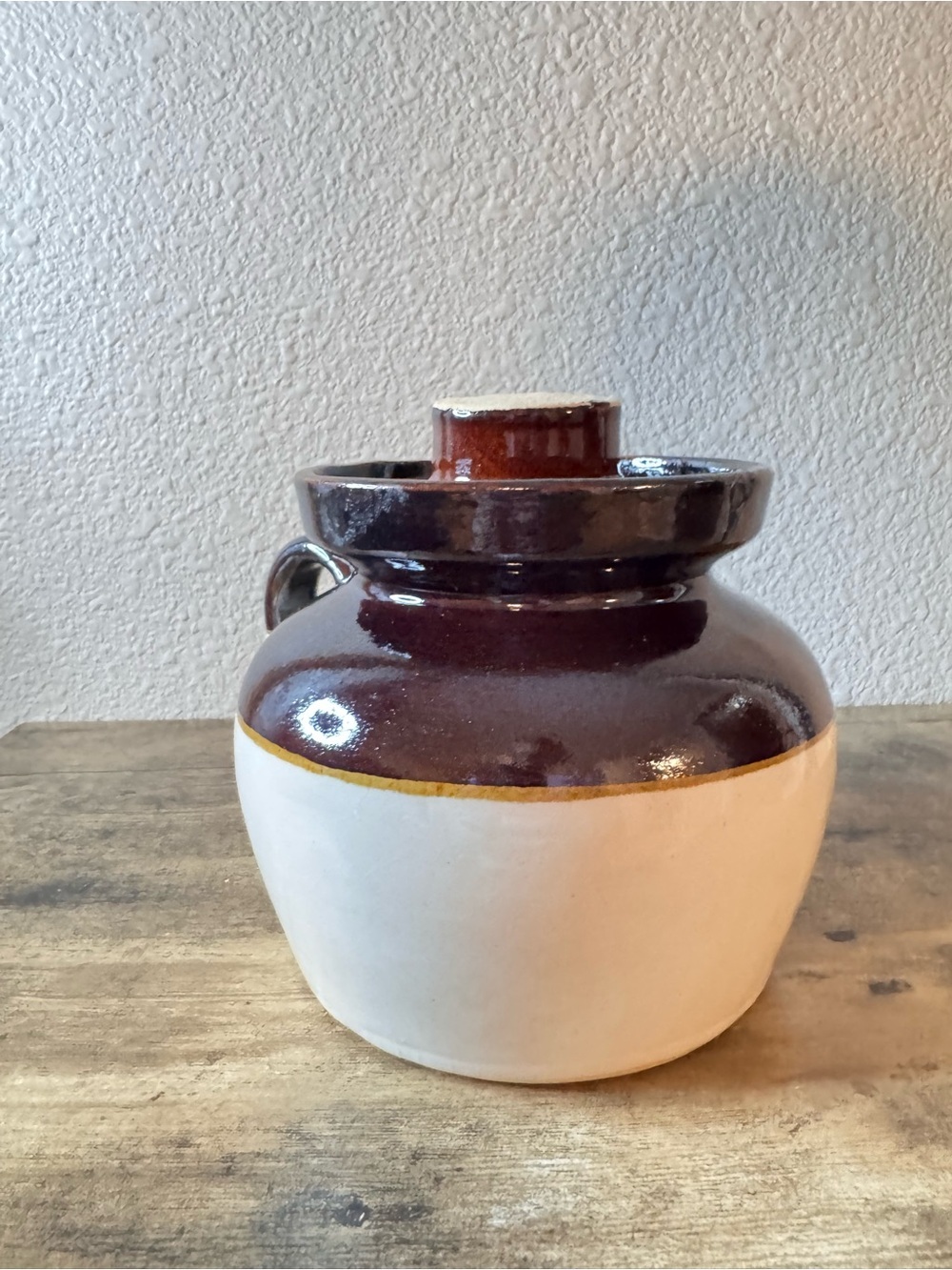 Brown & Cream Stoneware Crock Jar with Lid - Picture 3 of 12